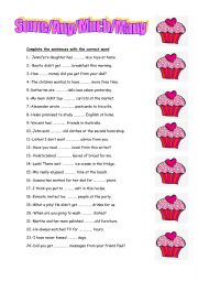 English Worksheet: Some, any, much, many