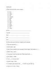 English Worksheet: Food Quiz