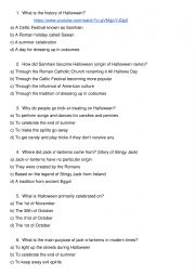 English Worksheet: What�s the story of Halloween ? 