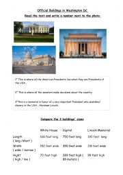 Compare the white house the capitol and the lincoln memorial in size