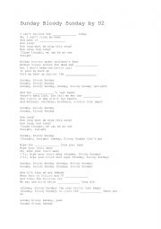 English Worksheet: fill in the gaps: U2 Bloody Sunday song lyrics