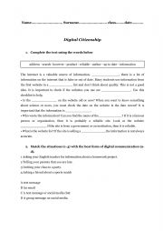 English Worksheet: digital citizenship test