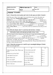 English Worksheet: mid of term test 1 7th form