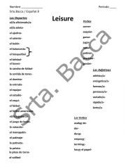 English Worksheet: Leisure Vocabulary