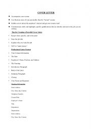 English Worksheet: cover letter