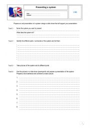 English Worksheet: Presenting a system