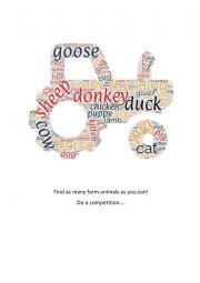 Farm animals word cloud