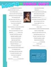 English Worksheet: Karma lyrics by Taylor Swift