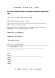 English Worksheet: ED SHEERAN - CASTLE ON THE HILL