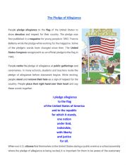 English Worksheet: Pledge of Allegiance for EL students