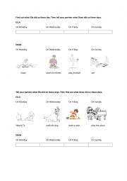 Past simple regular verbs information gap speaking activity