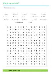 English Worksheet: Jobs - wordsearch