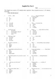 English Worksheet: Pre Test fo high school