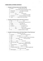 English Worksheet: Present Simple and Continuous