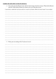 English Worksheet: 2 Frankenstein stories to complete