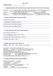 English Worksheet: present simple and continuous