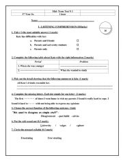 English Worksheet: 3rd Year Sc Mid- Term Test N 1