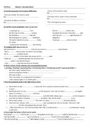 English Worksheet: 7th Form Module 1 Remedial work