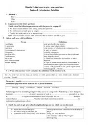 English Worksheet: 3rd Form Module 2 Section 1