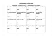 English Worksheet: Find someone who - Student Bingo - First Class