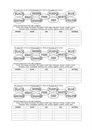 English Worksheet: Adjectives Colors and Categories