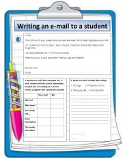 English Worksheet: Writing an e-mail to a student