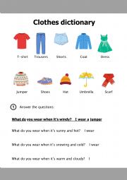 English Worksheet: Clothes dictionary