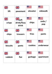English Worksheet: Memory - British versus American English