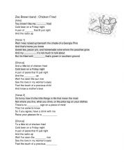 English Worksheet: Chicken Fried Listening activity music 