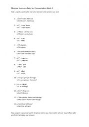 English Worksheet: Minimal Sentence Pairs for Pronunciation Work 2