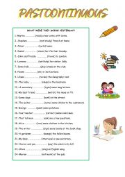 English Worksheet: PAST CONTINUOUS TENSE