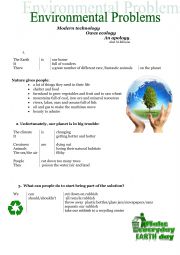 English Worksheet: Environmental  Problems part 1