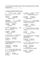 VOCABULARY QUIZ FOR LANGUAGE CLASS