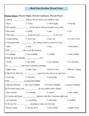 English Worksheet: mixed tenses revision