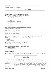 English Worksheet: 8 Mid term test 1
