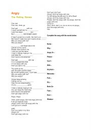 English Worksheet: Angry - The Rolling Stones