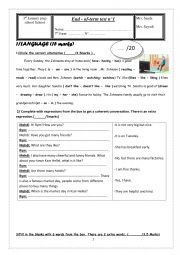 English Worksheet: 7th form end of term 1 test