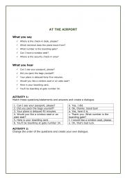 English Worksheet: Useful vocabulary at the airport