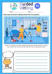 English Worksheet: Guided writing 14 - Cleaning day