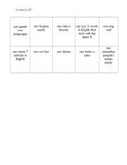English Worksheet: Bingo