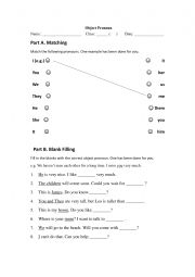 English Worksheet: Object pronoun