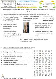 English Worksheet: remedial work 1st form