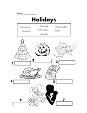 English Worksheet: Holidays Matching Worksheet
