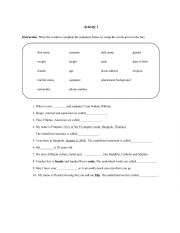 English Worksheet: Personal Information