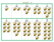 English Worksheet: Numbers 1-10 bees