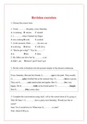 English worksheet: REVISION EXERCISES