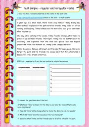 English Worksheet: Past simple - reading comprehension (regular and irregular verbs)