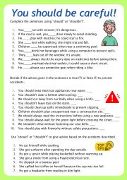 English Worksheet: You should be careful