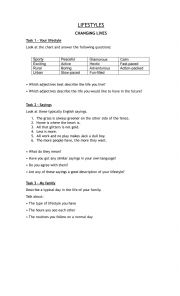English Worksheet: Lifestyles