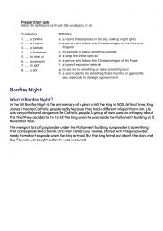 English Worksheet: BONFIRE NIGHT